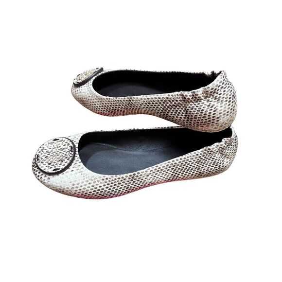 Tory Burch MINNIE TRAVEL BALLET STAMPED SNAKE LEATHER NWB Size 5 - Picture 6 of 12